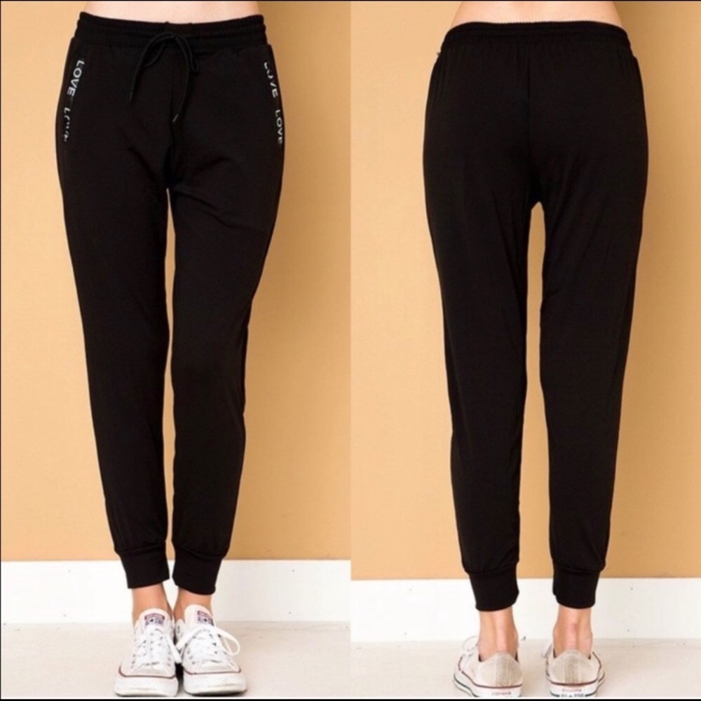 L/XL Love lightweight black jogging pants
